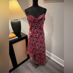 Jeunesse Silk Y2K Whimsey Fairycore Floral Asymmetrical Dress Size 4 FLAW